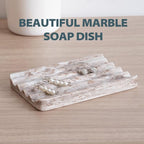 2 Pcs Soap Dish for Bathroom, Marble Bar Soap Holder for Kitchen Countertop - Image 6