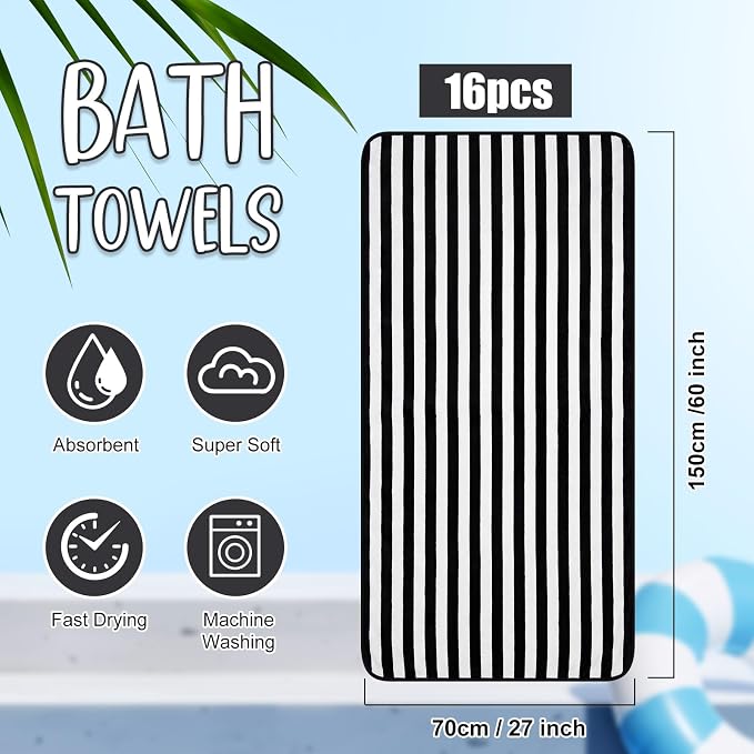 SmoothNovelty 16 Pack Microfiber Bath Towels Bulk 27'' x 60'' Oversized Size - Image 2