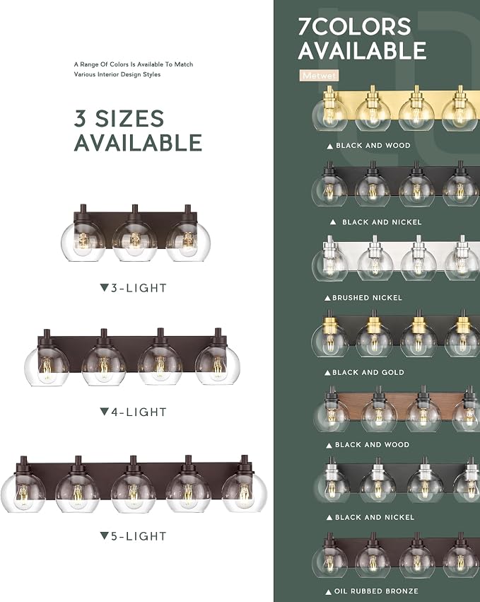 Bathroom Light Fixtures Over Mirror, 3-Light Oil Rubbed Bronze Vanity Light - Image 7