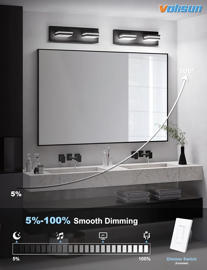 VOLISUN Modern Bathroom Vanity Light Fixtures, 5CCT Dimmable Bathroom Lighting - Image 3