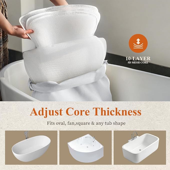 Luxury Bathtub Pillow, Gift for Mother's Day, Neck & Back Support, Quick-Drying - Image 5