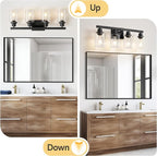 4-Light Bathroom Vanity Light, Modern Matte Black Wall Sconce Lighting - Image 7