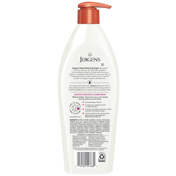 Jergens Deep Restoring Argan Oil Moisturizer, Soothing Body and Hand Lotion - Image 8