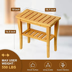Greenual Bamboo Shower Bench 2-Tier Spa Shower Stool - Image 3