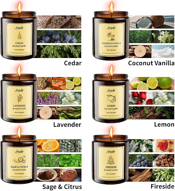 6 Pack 42oz Fall Scented Candles, Soy Wax Candles - Image 3