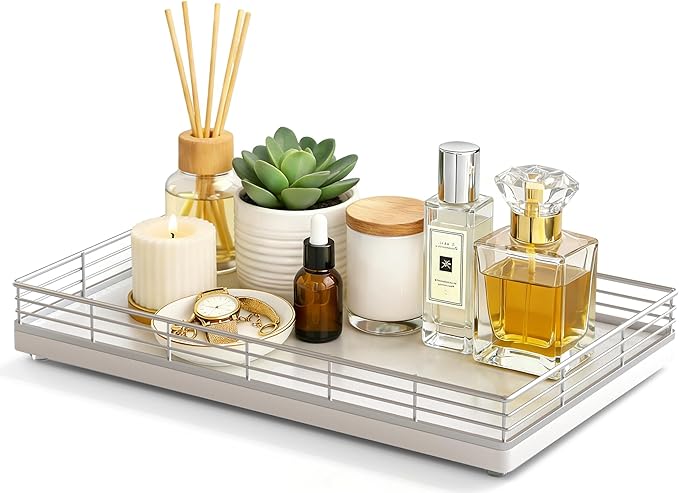 Large Bathroom Vanity Tray – 13" x 8" Oak Decorative Wooden Tray by Focusonit
