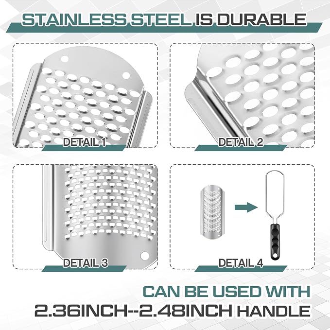 Moxweyeni 8 Pack Silver Foot File Callus Remover Replacement Blades Metal File - Image 3