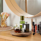 Small Round Decorative Tray Burnt Wood Bathroom Counter Organizer Pedestal - Image 5