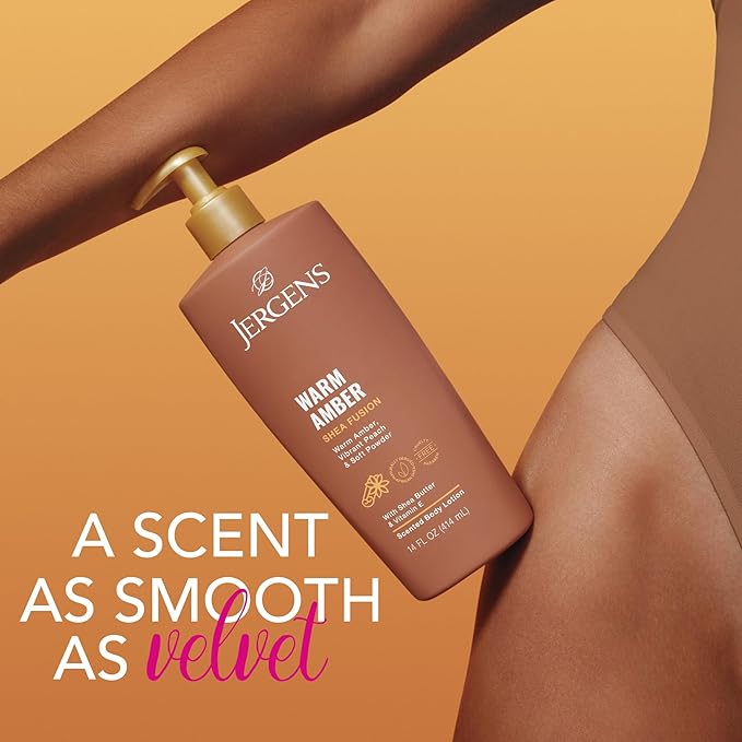 Jergens Shea Fusion Warm Amber Scented Lotion, Moisturizing Body Lotion - Image 4