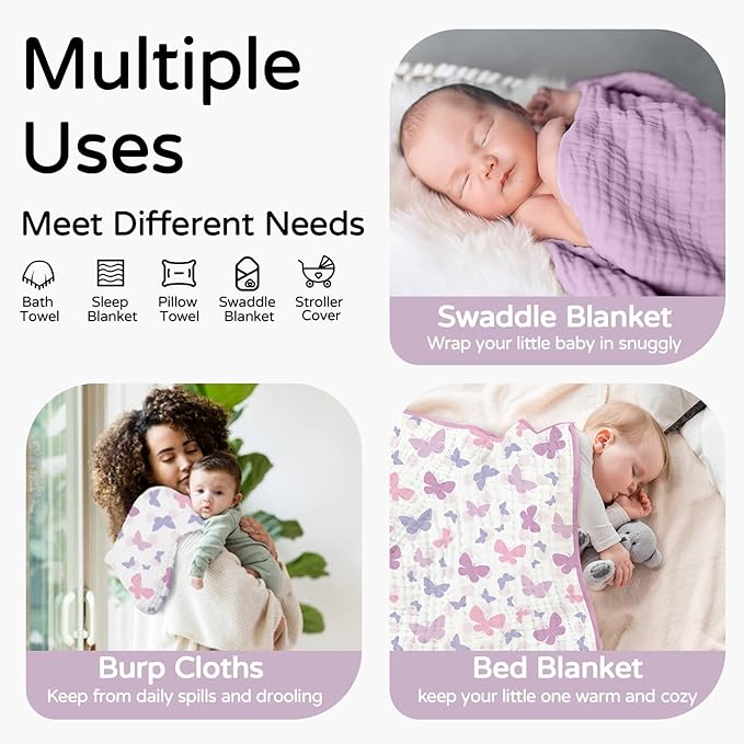 Yoofoss Hooded Baby Towels for Newborn 2 Pack 100% Muslin Organic Cotton Baby - Image 4