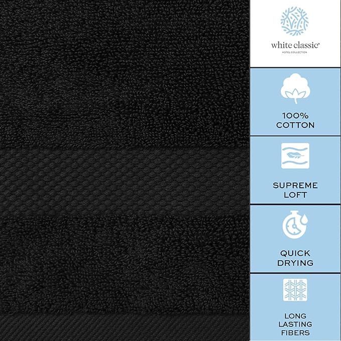 White Classic Luxury Black Hand Towels - Image 7