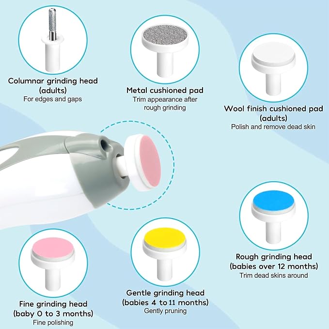 Qunlions life Baby Nail Trimmer Electric, 6 in 1 Baby Nail File Clippers Infant - Image 2