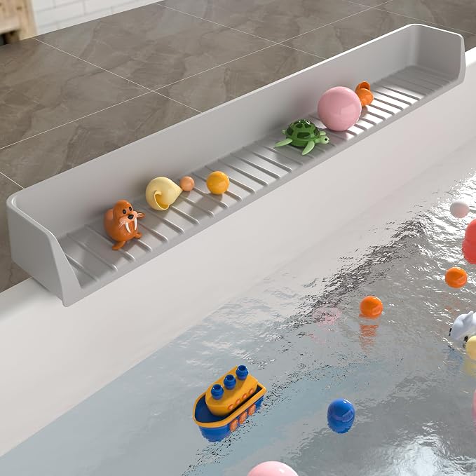 Longer Bathtub Splash Guard for Tub Kids, Bathtub Water Guards Play Shelf for by Aqqwxyq