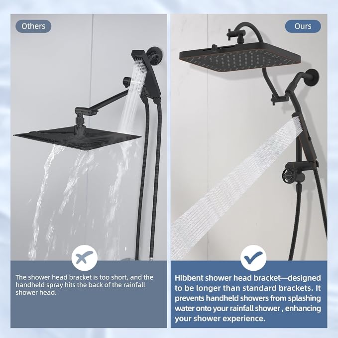 Hibbent 13'' cUPC Certified Shower Head Combo, High Pressure 5-spray Rainfall - Image 6