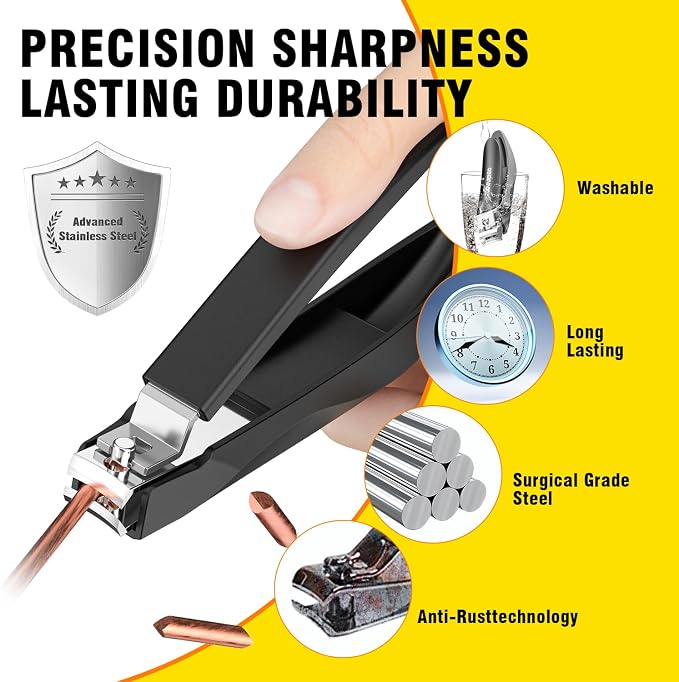 Nail Clippers for Men with Catcher, Anti Splash Self-Collecting Finger Nail - Image 7