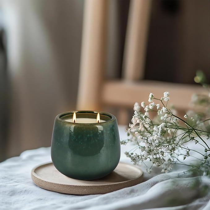 1 Pack Soy Wax Green Ceramic 2-Wick Outdoor Citronella Candles– Long Burning - Image 6