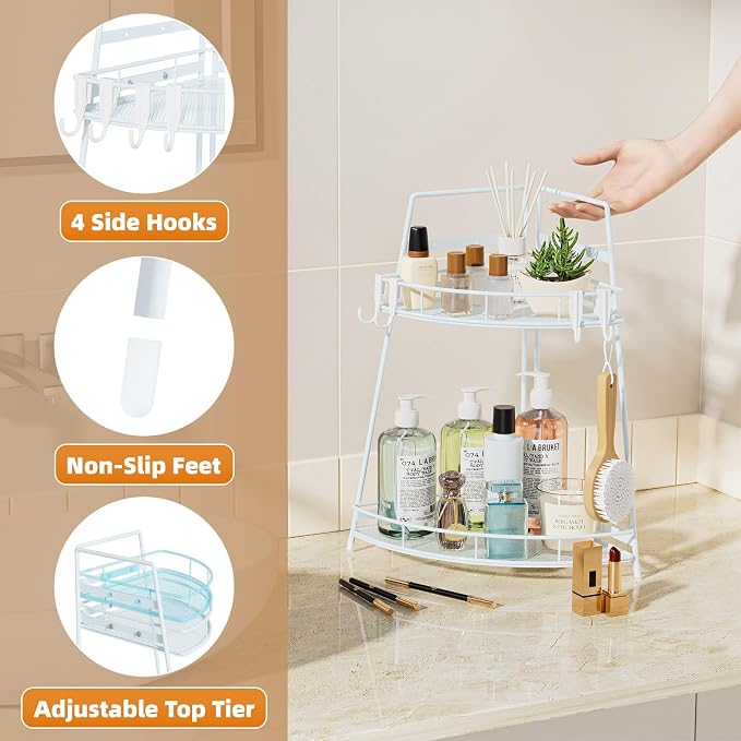 VITVITI 2 Tier Corner Bathroom Counter Organizer, Metal Bathroom Countertop - Image 4