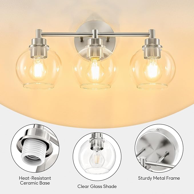 VONLUCE Bathroom Light Fixtures, 3-Light Vanity Light - Image 4
