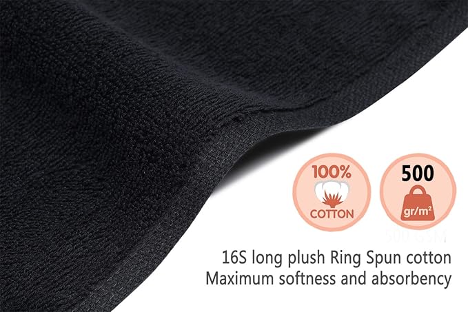 PERFEHAIR Black Salon Towels-Barber Hand Cotton Towel - Image 2