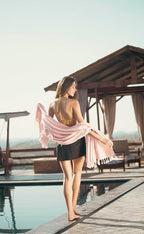 Bazaar Anatolia Turkish Beach Towel – 100% Cotton, Quick Dry, Sand Free Pink - Image 4