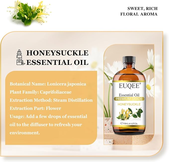 EUQEE Honeysuckle Essential Oil 118ml Pure Honeysuckle Oil Premium Essential - Image 2