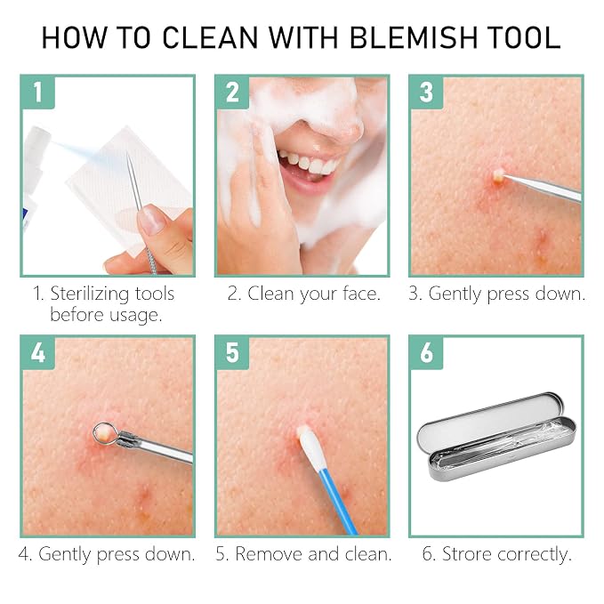 Pinkiou Blackhead Remover Comedone Pimple Popper Tool Acne Extractor Blemish - Image 5