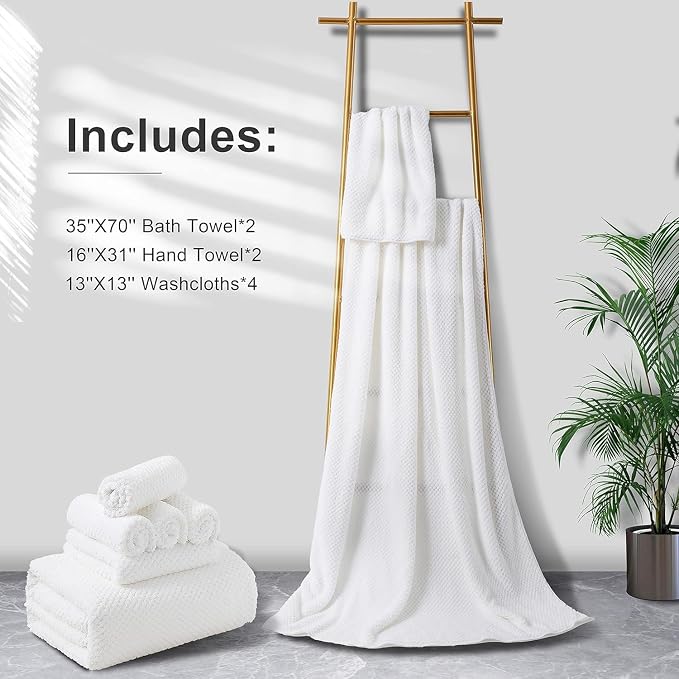 Smuge 8pcs Bath Towel Set, 2 Extra Large Bath Towel Sheets, 2 Hand Towels and 4 - Image 4