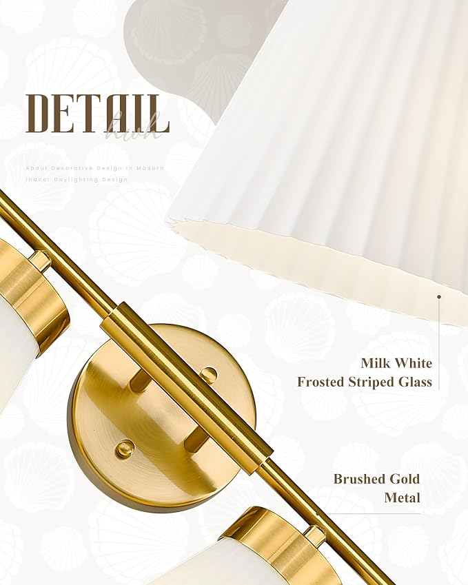 Bathroom Light Fixtures Brushed Gold, HWH 4 Light Vanity Lights Over Mirror - Image 3