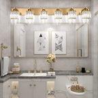 Aipsun Bathroom Vanity Light Brass Crystal Vanity Lighting Fixtures 6 Light - Image 5