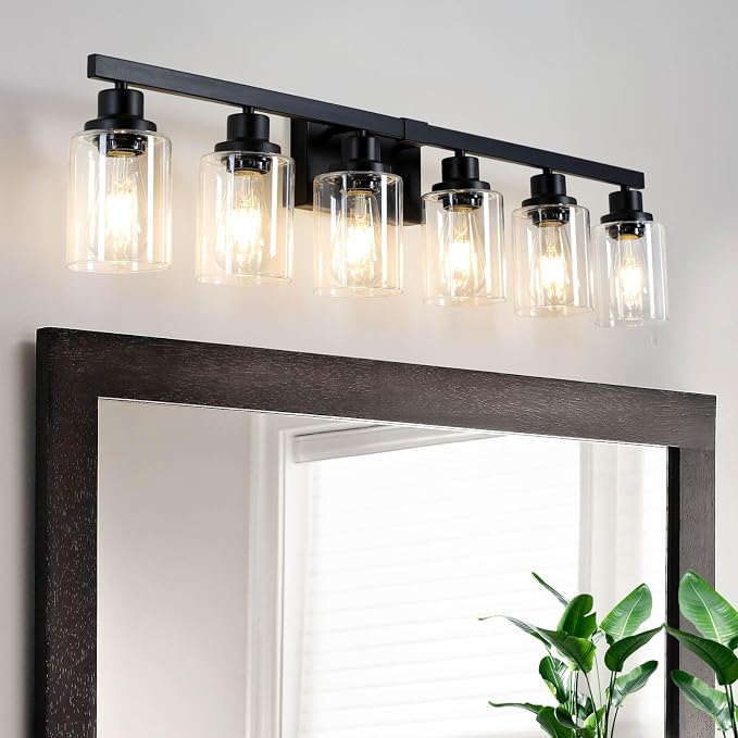 6-Light Black Vanity Lights 38'' Modern Bathroom Vanity Lighting Fixtures Above - Image 7
