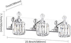 PRESDE 3-Light Crystal Bathroom Vanity Light, Chrom ModernBathroom Lights - Image 4