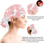 Women Working Cap with Buttons Bouffant Hat Autumn Leaves Nurse Scrub Caps Long - Image 3