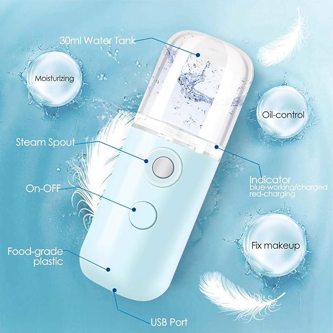 GIVERARE 2 Pack Nano Facial Steamer, Handy Mini Mister, USB Rechargeable Mist - Image 4