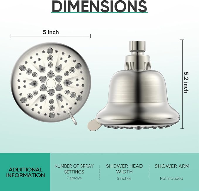 Cobbe Filtered Shower Head, 7 Modes High Pressure Shower Heads - Image 9