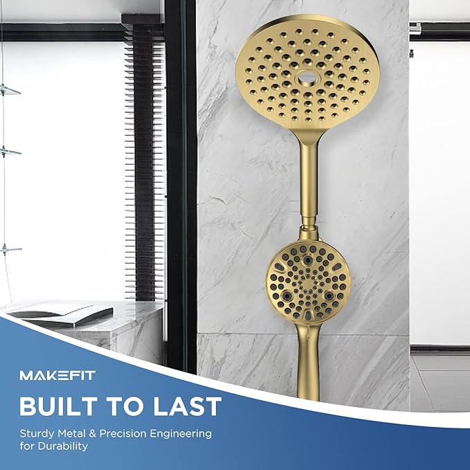 Dual Handheld Shower Head Combo, 2-in-1 Rain Shower Heads System 8 Inch - Image 4