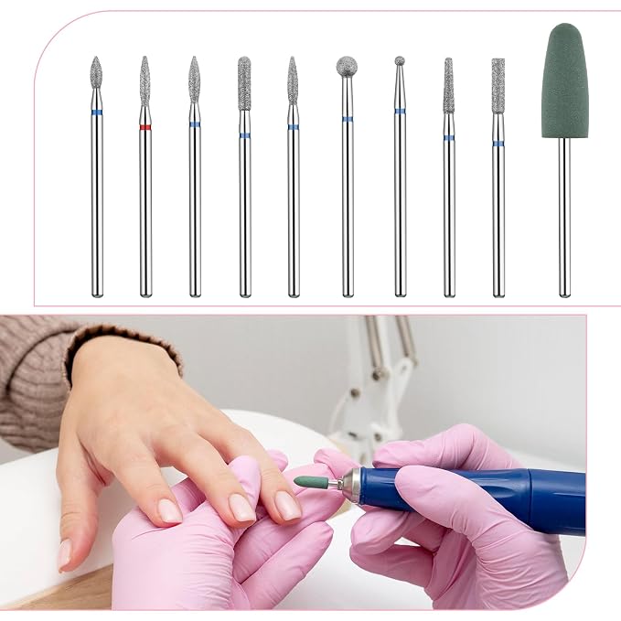 10 PCS Nail Drill Bits Set, Russian Manicure Drill Bits, Cuticle Remover Nail - Image 3