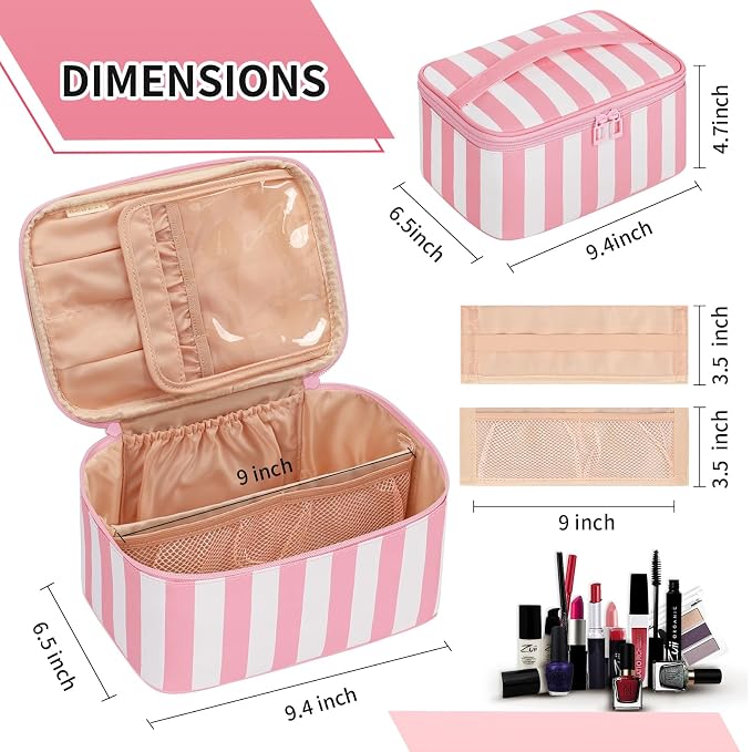 OCHEAL Makeup Bag, Travel Makeup Organizer Bag, Large Capacity Cosmetic Bags - Image 7