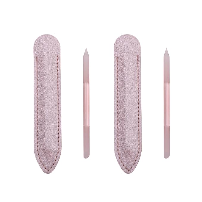 2 Pcs Transparent Pink Glass Cuticle Pusher Tool by Unknown