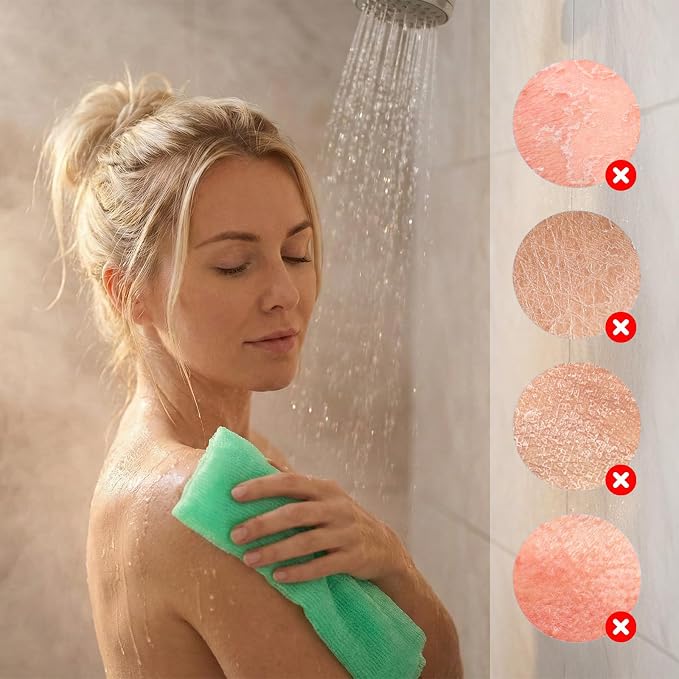 6 Pack African Net Sponge Exfoliating Glove Set, Including 3 Pcs Bath Sponge - Image 6