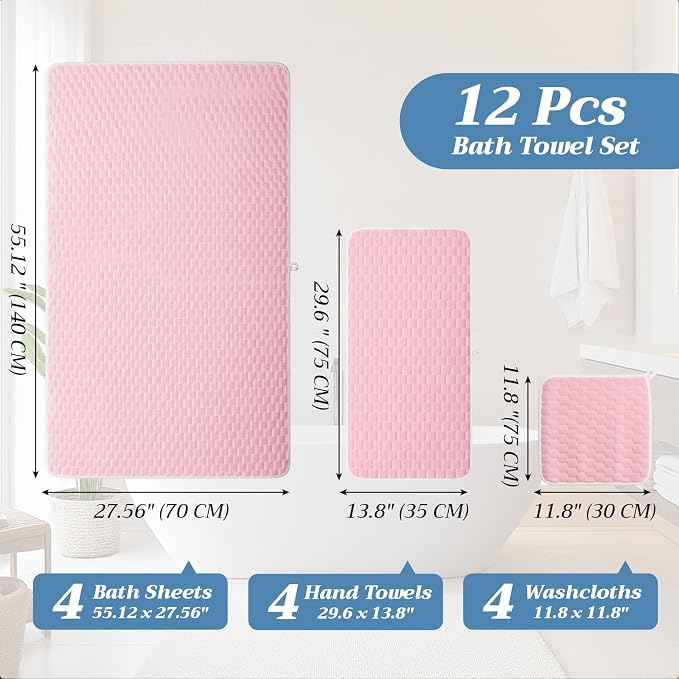 Gilprop 12 Pcs Soft Bath Towels Set - Image 2