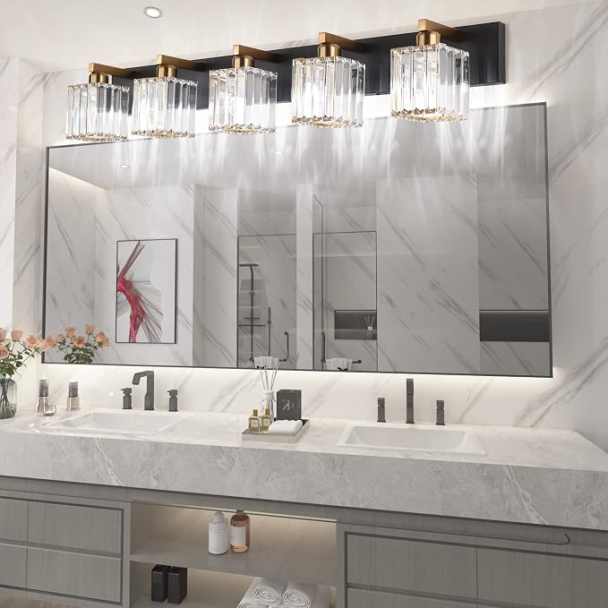 Aipsun Modern Vanity Light Bathroom Lighting Fixtures 5 Light Crystal Bathroom - Image 5