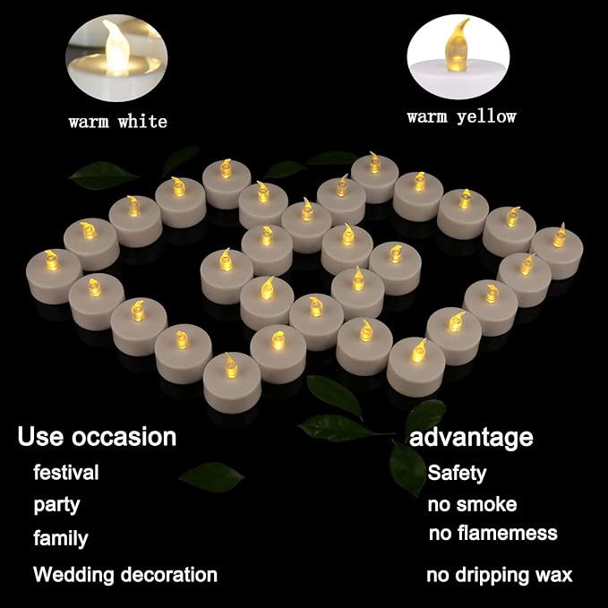 100Pack Battery Tea Lights candles- LED Tea Lights Realistic Bright Flickering - Image 4