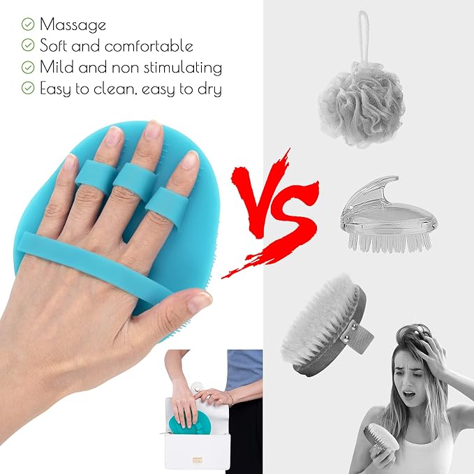 2 Pack Soft Silicone Shower Brush, Body & Face & Short Hair Wash, Bath - Image 4