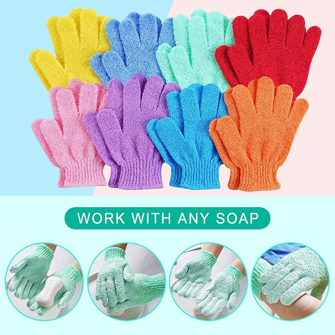 16 pcs Exfoliating Shower Gloves, Double Sided Exfoliating Bath Gloves Deep - Image 3
