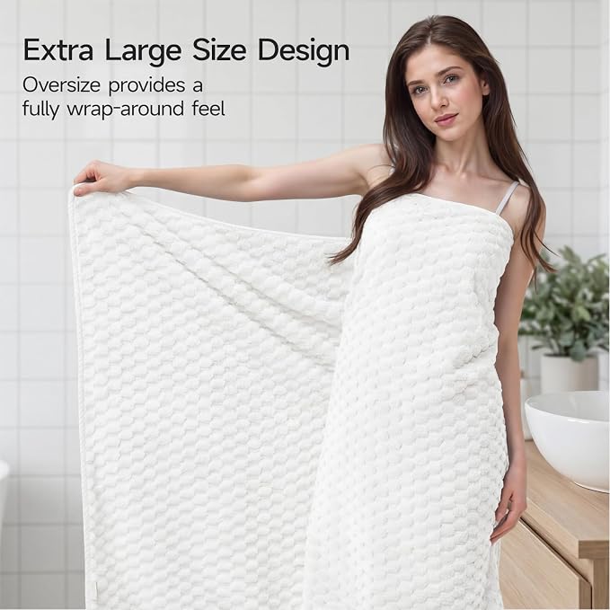 REDKISS White Microfiber Towels Set of 6-35x70 Inches Oversized Bath Sheets - Image 6
