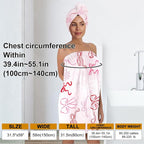 Pink Bow Bath Wrap with Hair Drying Cap – Microfiber Quick Dry Shower Skirt and - Image 3
