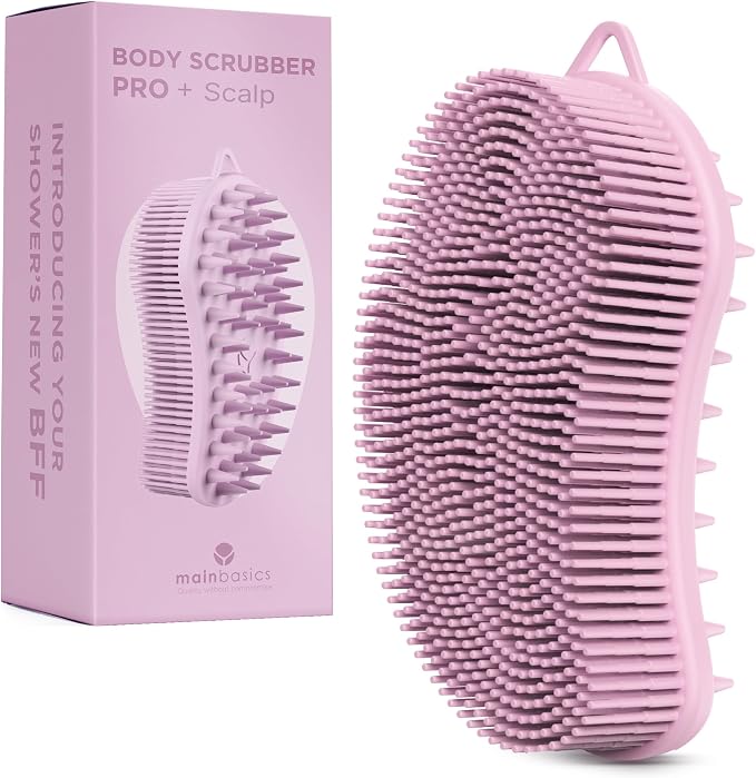 MainBasics Silicone Body Scrubber Dual-Sided Shower Loofah and Scalp Scrubber by MainBasics