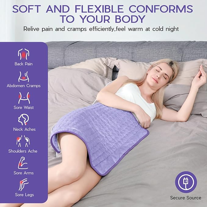 Heating Pad for Back Pain & Cramps Relief, Electric Heating Pad for - Image 3
