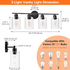 Espird 4 Light Bathroom Vanity Light Fixtures Black, Rustic Farmhouse Vanity - Image 2
