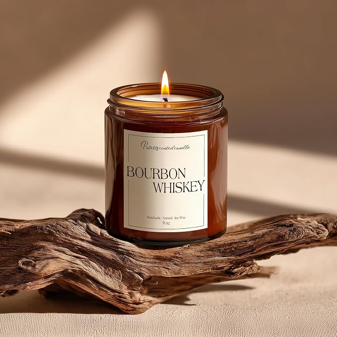 Bourbon Whiskey Scented Candle for Home, Natural Soy Wax Aromatherapy Non Toxic - Image 3